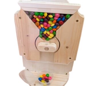 (A) Candy dispenser, Dozator bomboane rustic, Lemn natural, Decor, Cadou vintage, Sweet machine, Handmade wood